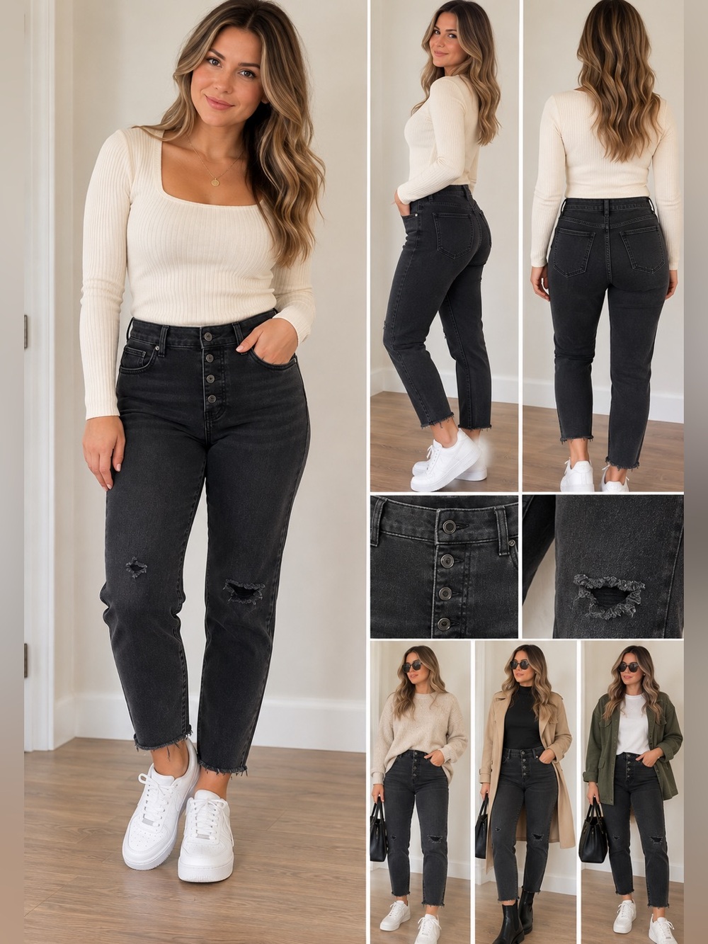 Maurices Everflex Distressed High Rise Jeans in Black